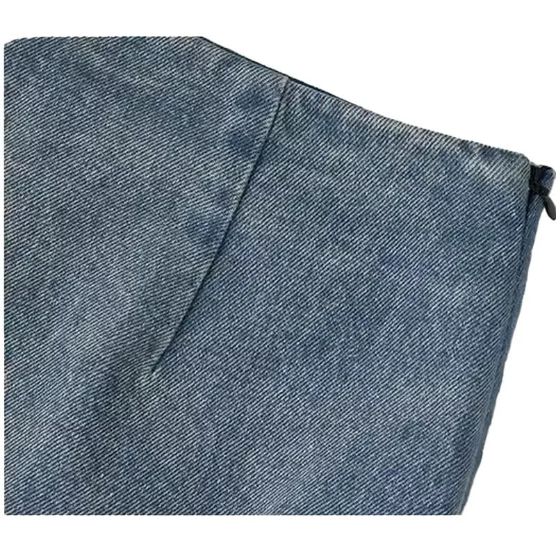 Light Wash Denim Mini Skirt with Bow Detail