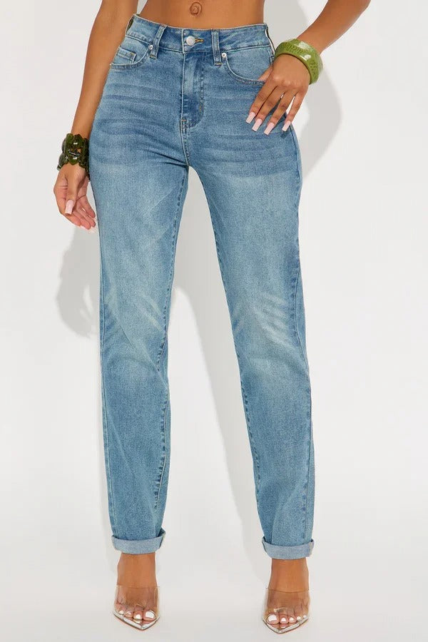 Light Wash High-Waisted Mom Jeans