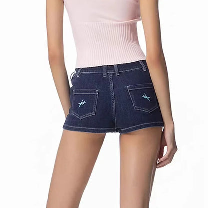 Dark Wash Denim Micro Mini Skirt with Contrast Stitching
