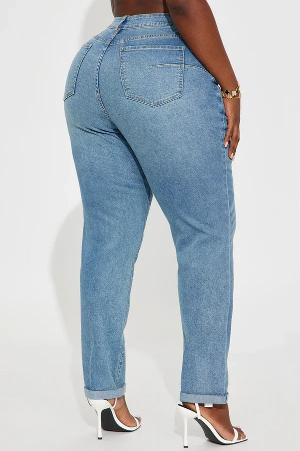 Light Wash High-Waisted Mom Jeans
