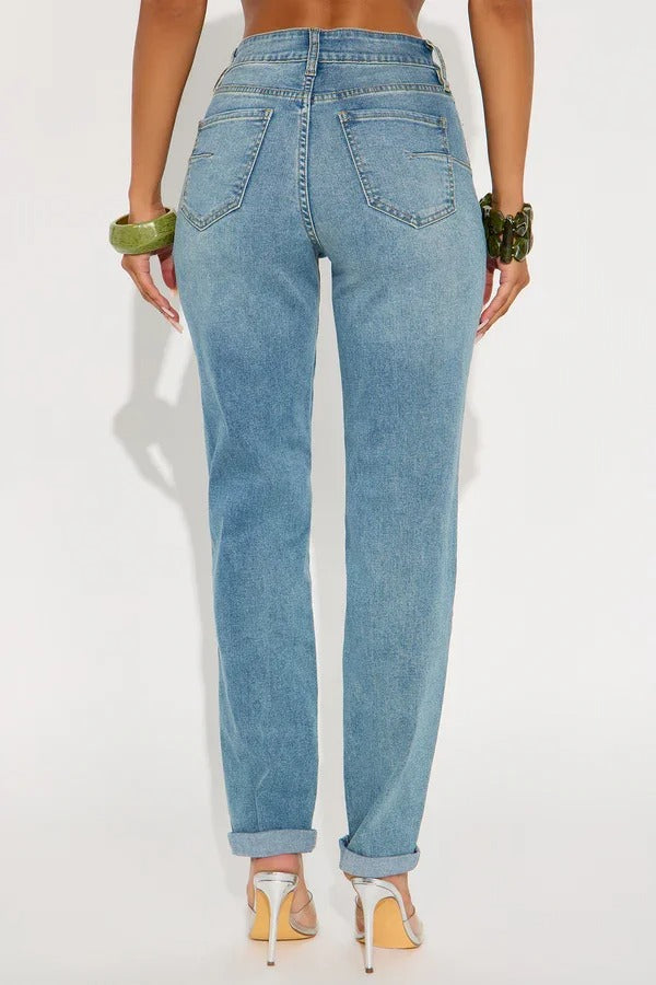 Light Wash High-Waisted Mom Jeans