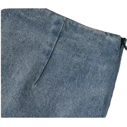 Light Wash Denim Mini Skirt with Bow Detail